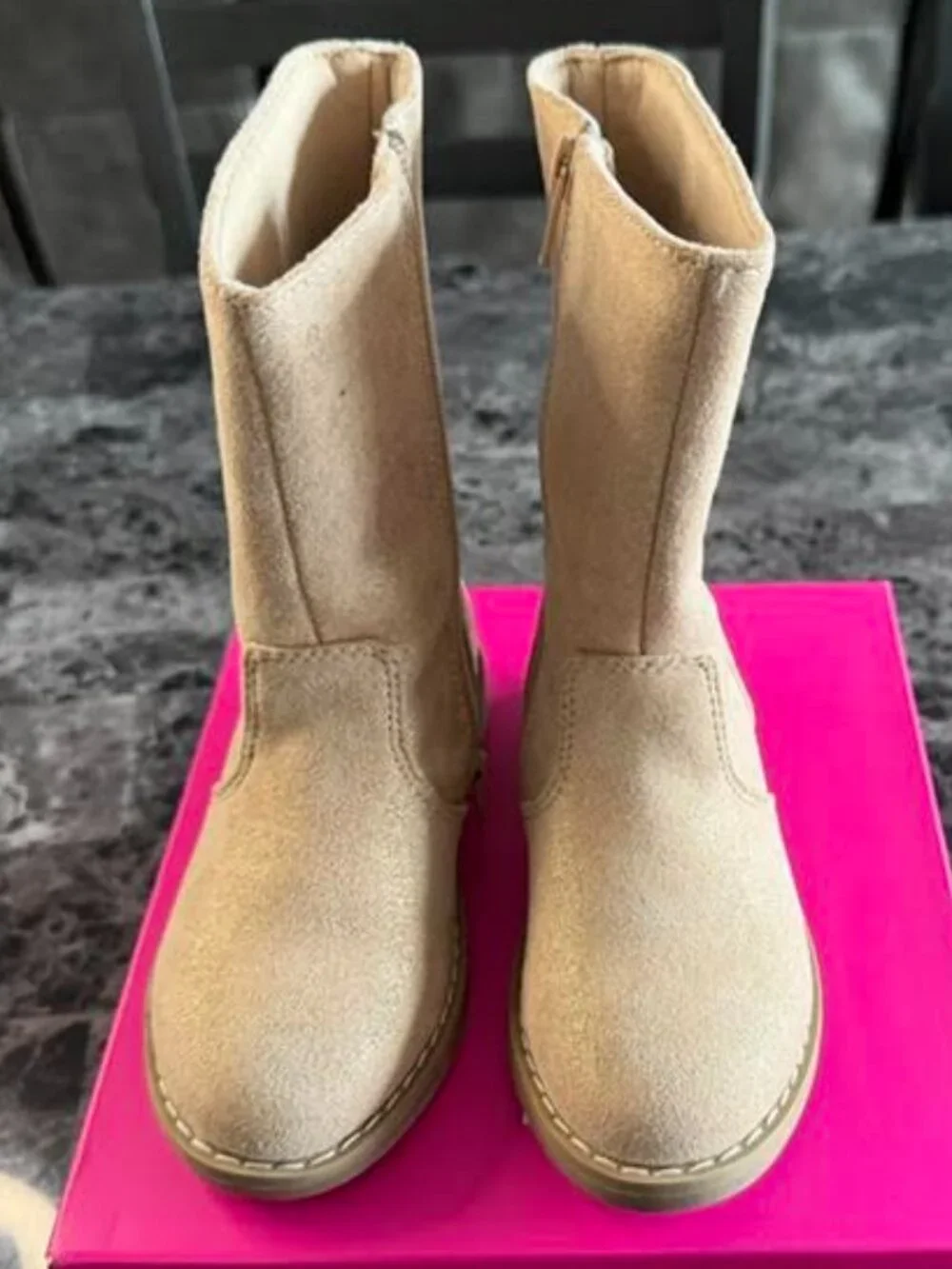 Kelly & Katie Girls Size 10 M Tan Faux Suede Rainbow Boots Mid-Calf